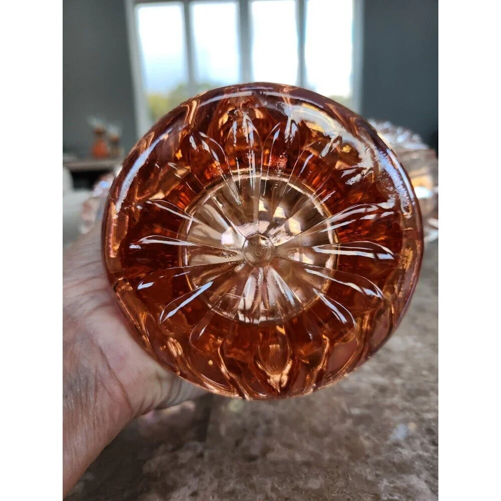 Vintage L.E.Smith Carnival Glass Pink Bride's Basket Vase, 12" - Picture 6 of 7